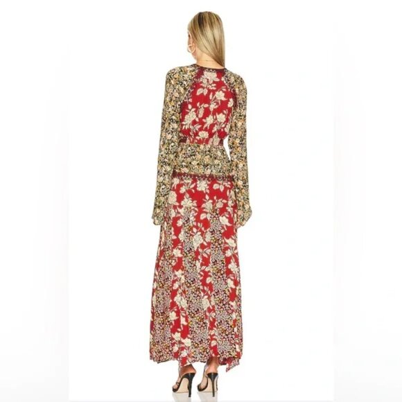 Free People Tilda Wrap Dress Neutral Fall Combo Fall Wedding Guest Maxi Dress - Picture 3 of 10